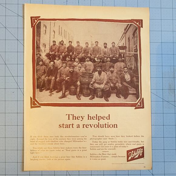 Vintage Print Ad 1965 Schlitz Beer Revolution - Picture 1 of 3